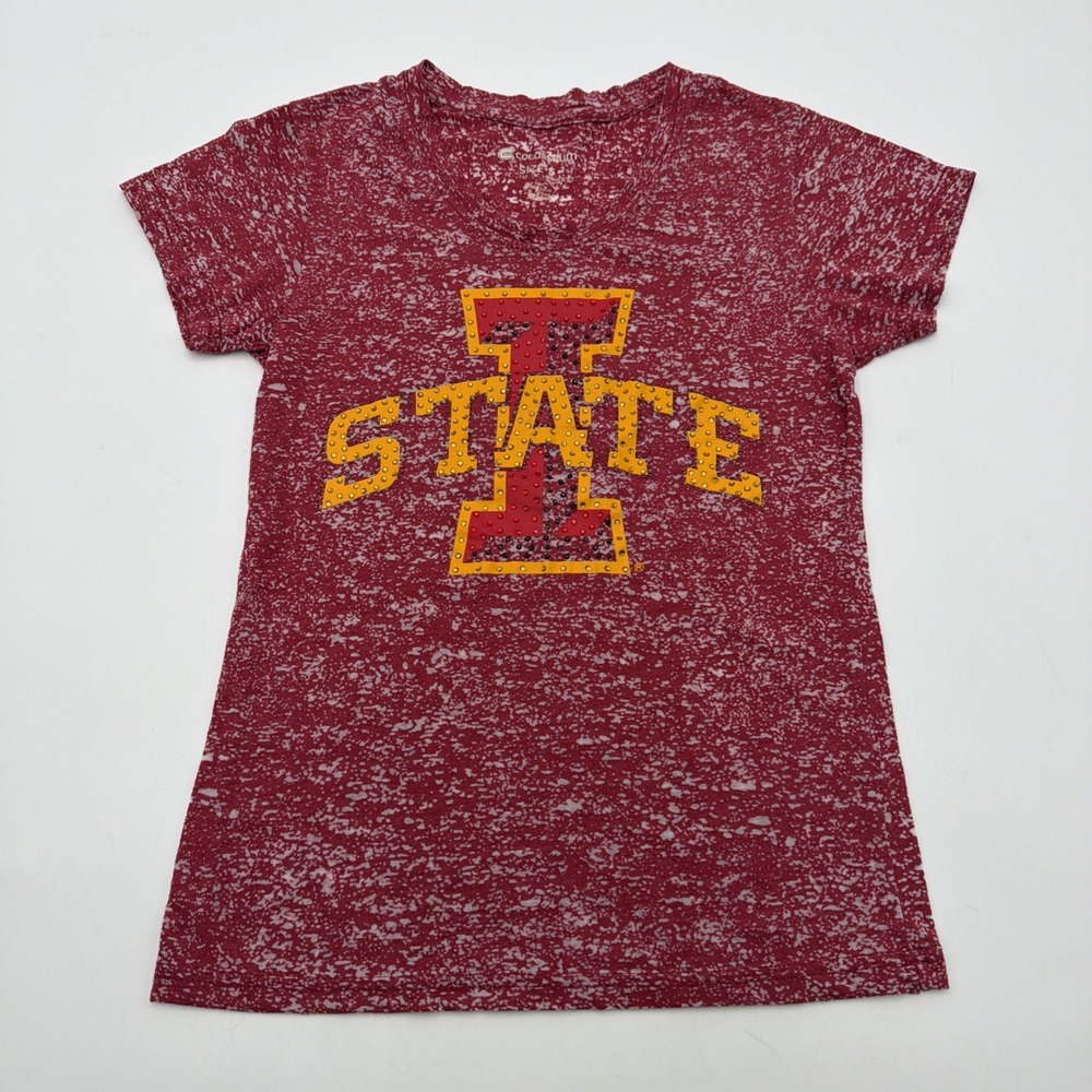 Colosseum Iowa State Cyclones Red Graphic T-Shirt Womens Size Small Sparkle